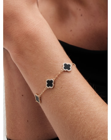Jon Richard Gold Plated Jet Enamel Clover Bracelet