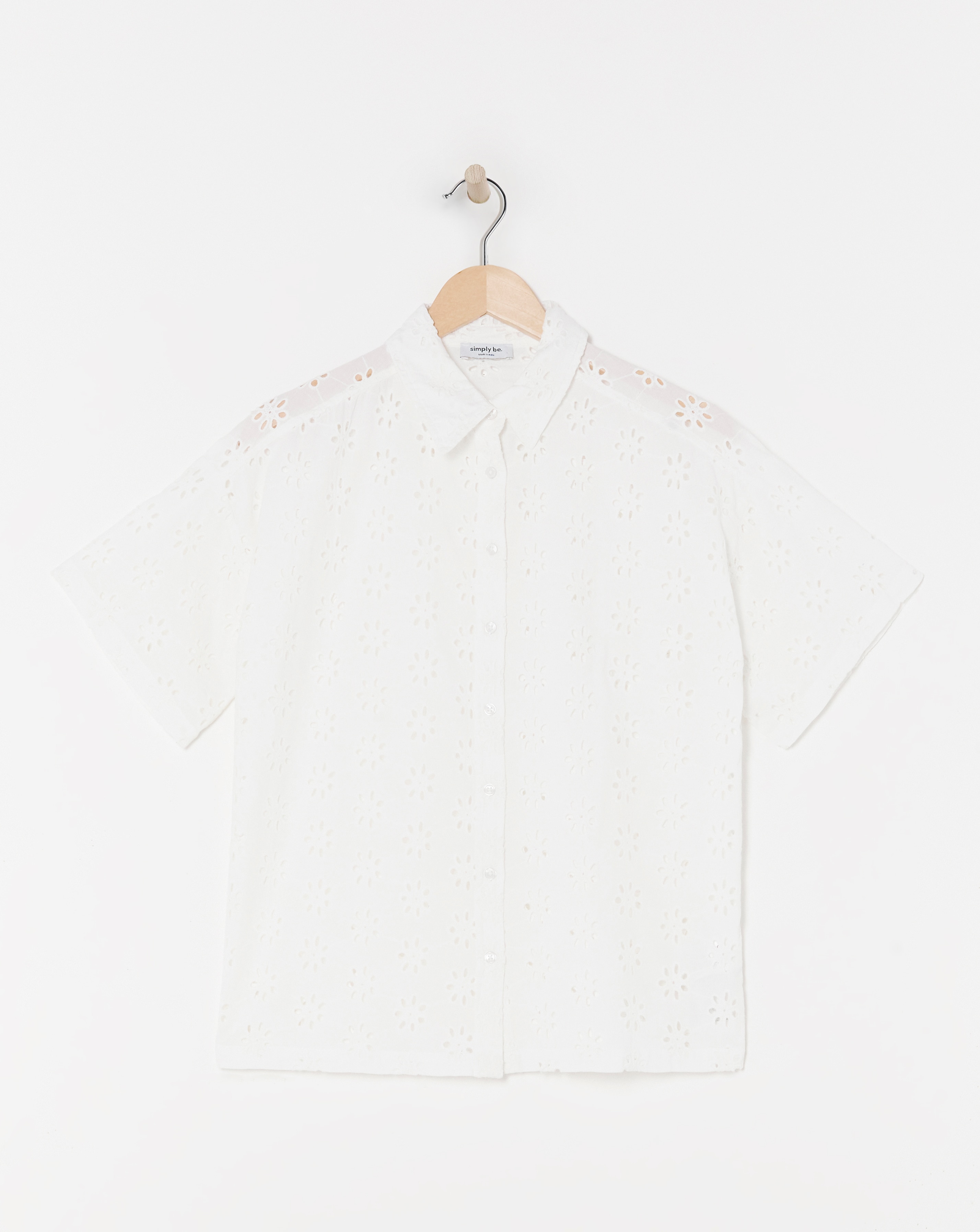 White Broderie Boxy Shirt