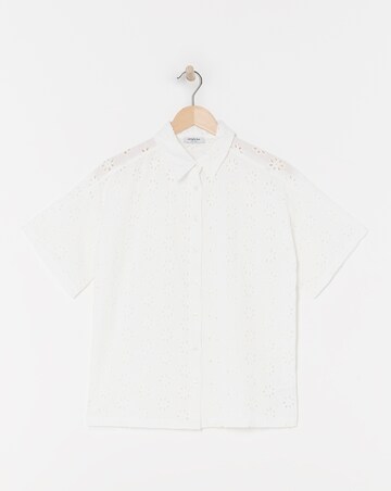 White Broderie Boxy Shirt