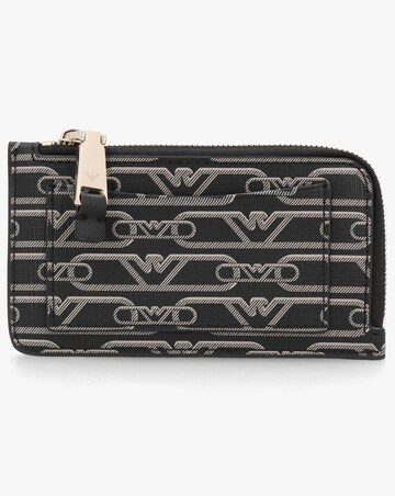 Emporio Armani New Logo Black & Beige Patterned Card Holder