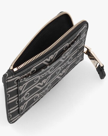 Emporio Armani New Logo Black & Beige Patterned Card Holder