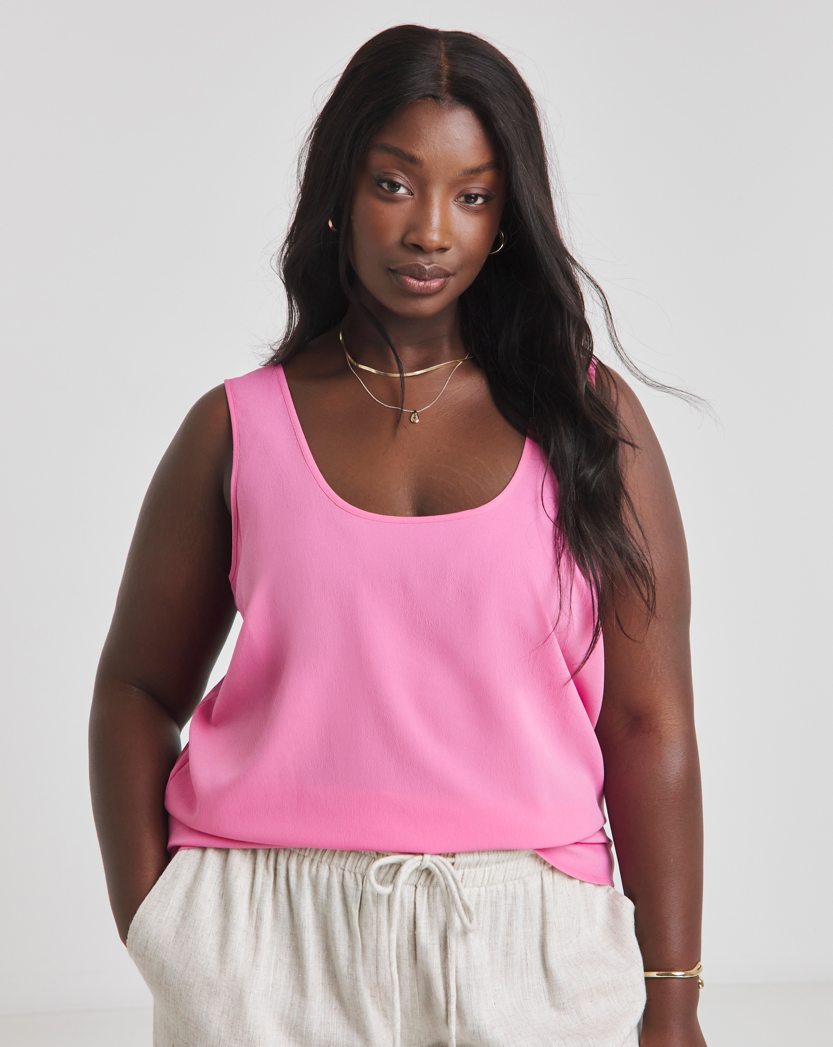 Pink Lightweight Scoop Neck Vest Top