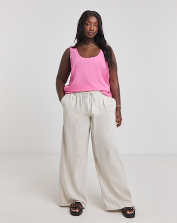 Pink Lightweight Woven Scoop Neck Vest Top