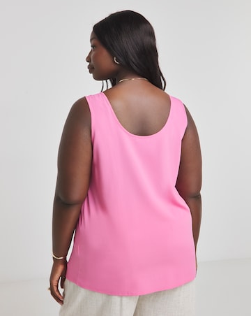 Pink Lightweight Woven Scoop Neck Vest Top