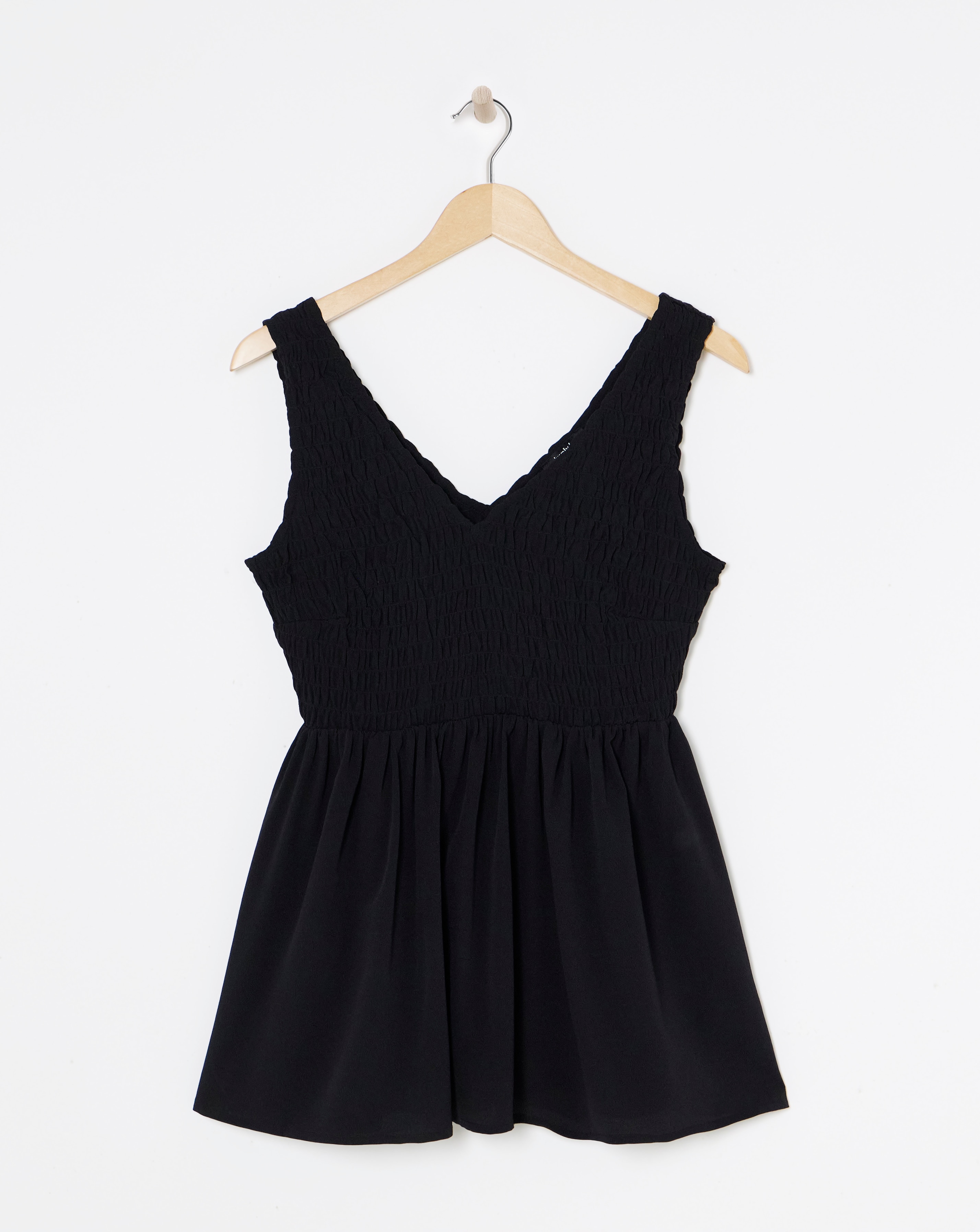 Black Shirred Peplum Vest