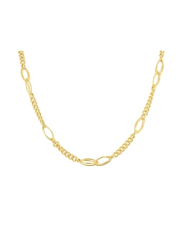 9ct Yellow Gold Fancy Curb Double Oval Necklace