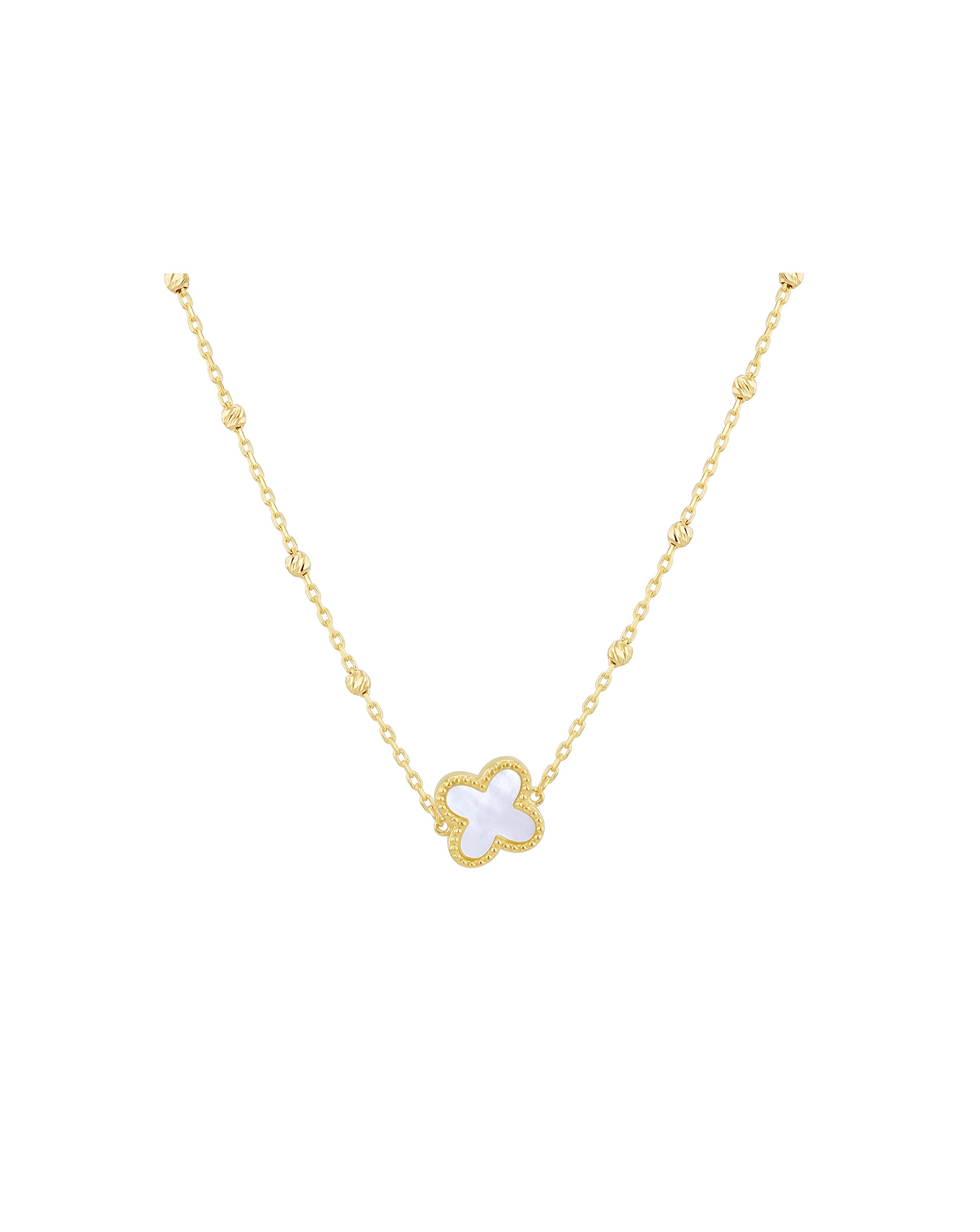 9ct Mother of Pearl Clover Necklace