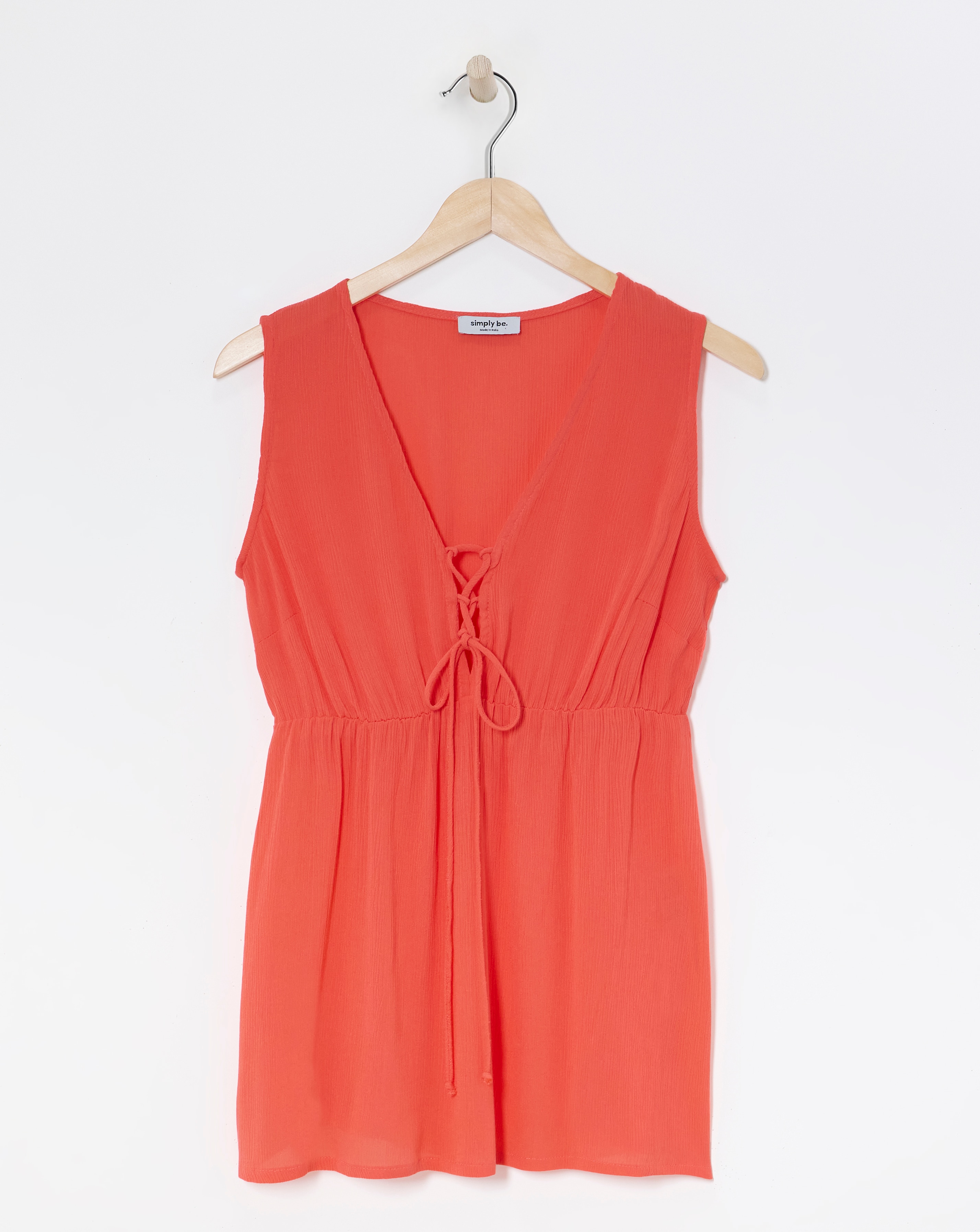 Coral Crinkle Sleeveless Blouse