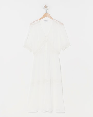 Ivory Sheer Longline Short Sleeved Kimono