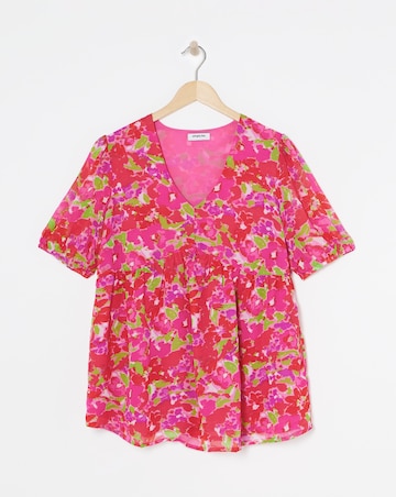 Georgette Pink Floral Print Peplum Blouse