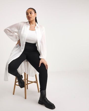 White Sheer Longline Striped Shirt