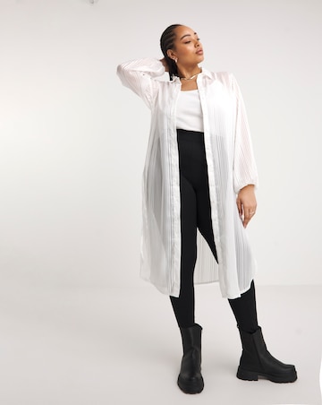 White Sheer Longline Striped Shirt