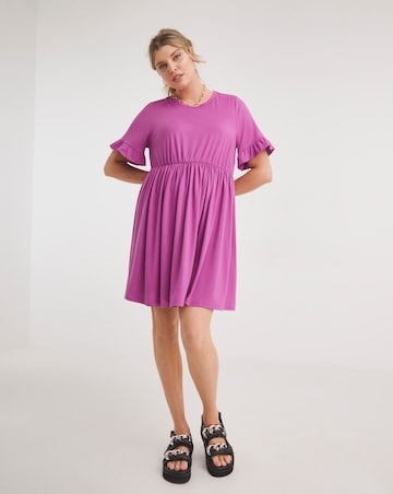 Purple Supersoft Jersey Frill Smock Dress