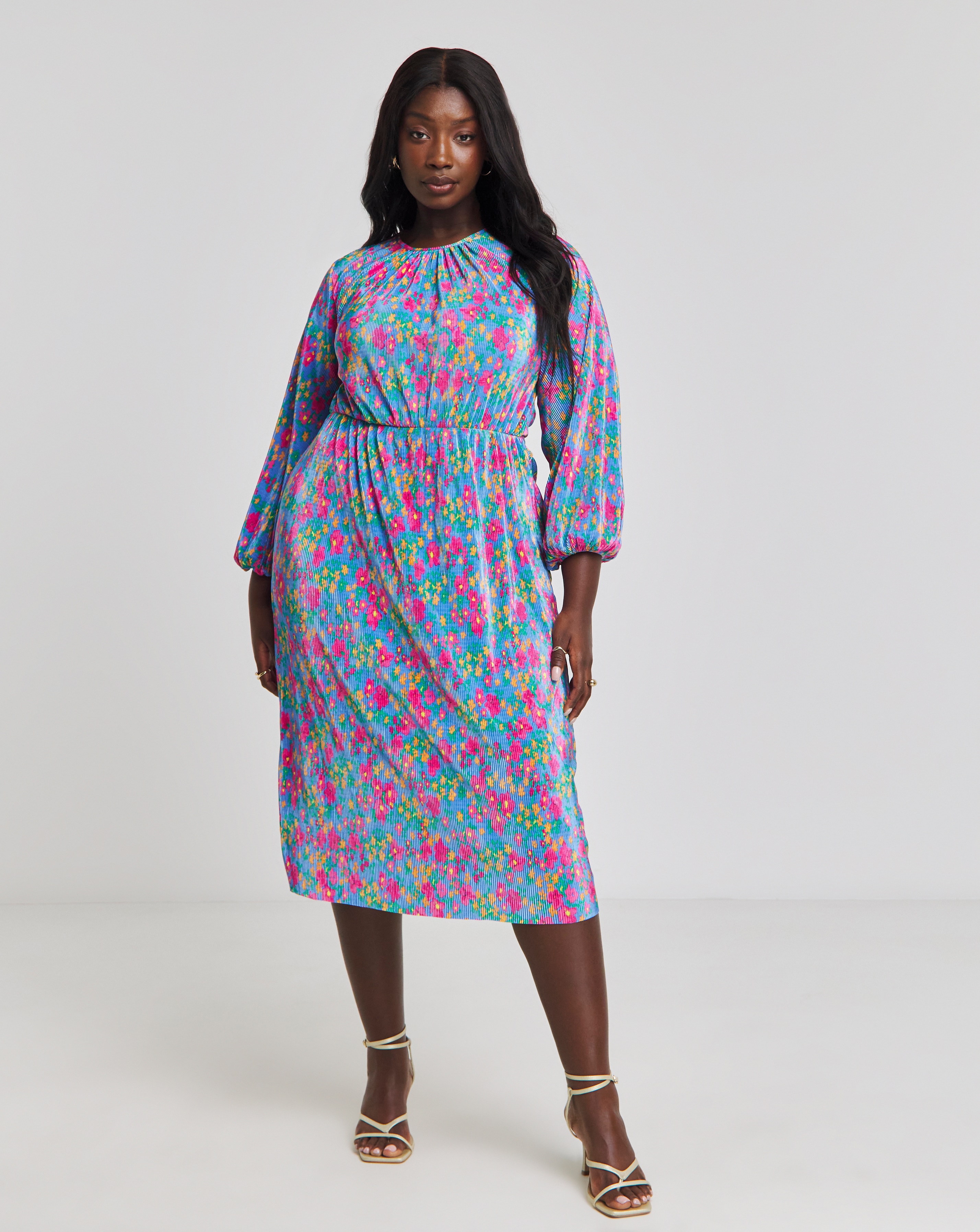 Cut Out Back Plisse Midi