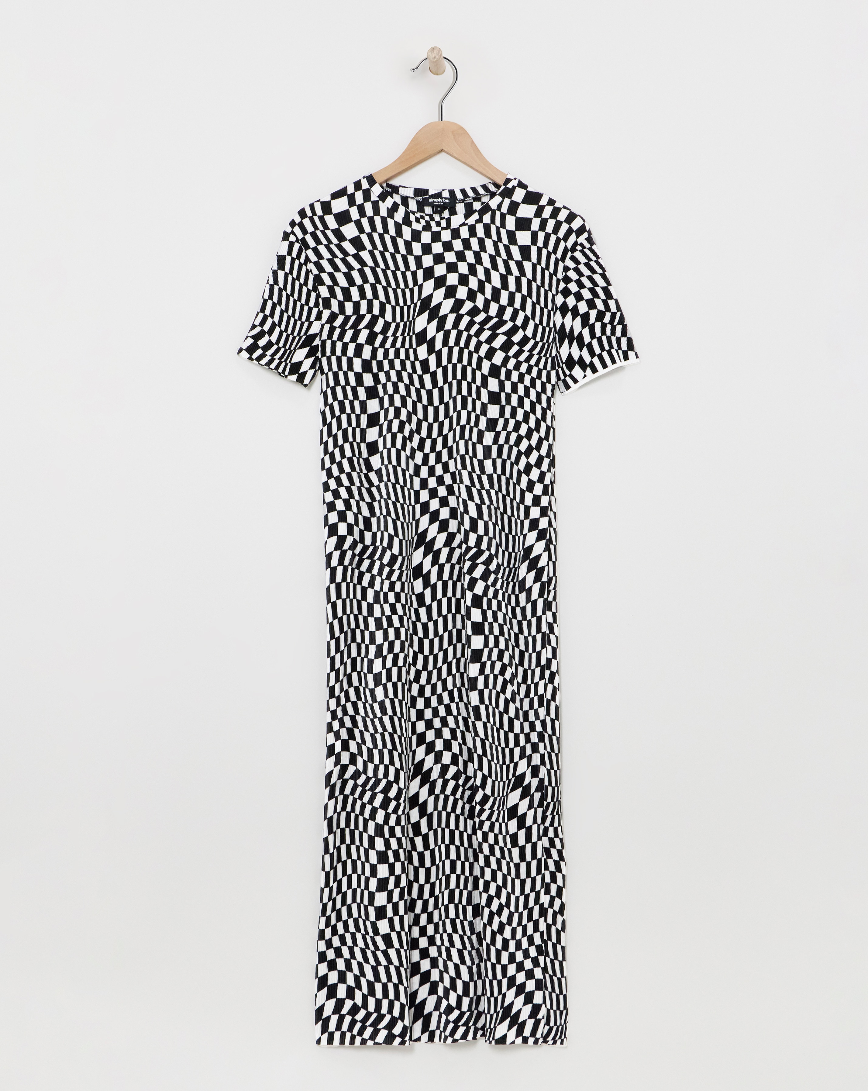Checkerboard Plisse Midi Dress