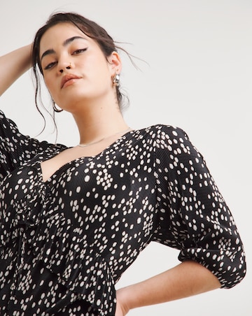 Mono Print Plisse Culotte Jumpsuit