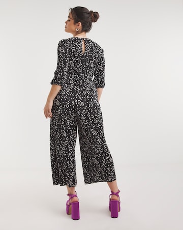 Mono Print Plisse Culotte Jumpsuit
