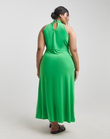Green Halterneck Jersey Maxi Dress