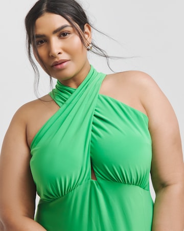 Green Halterneck Jersey Maxi Dress