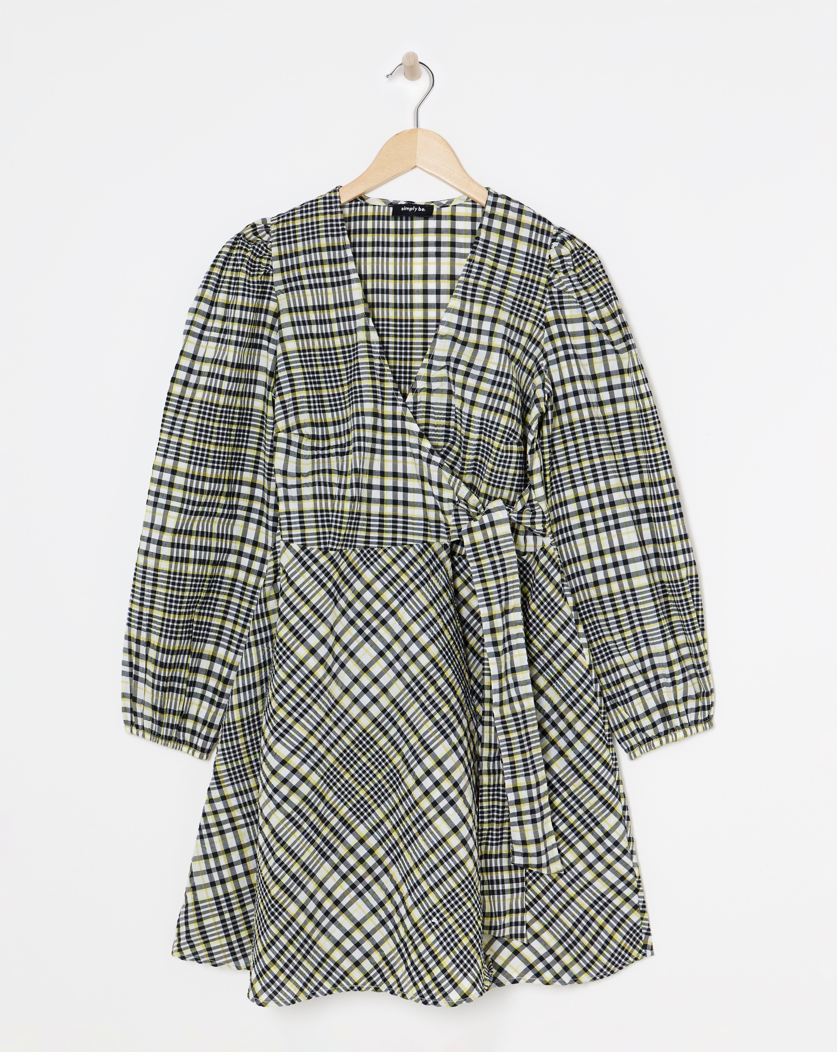 Textured Check Wrap Dress