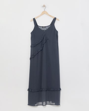 Charcoal Ruffle Maxi Cami Dress With Slip