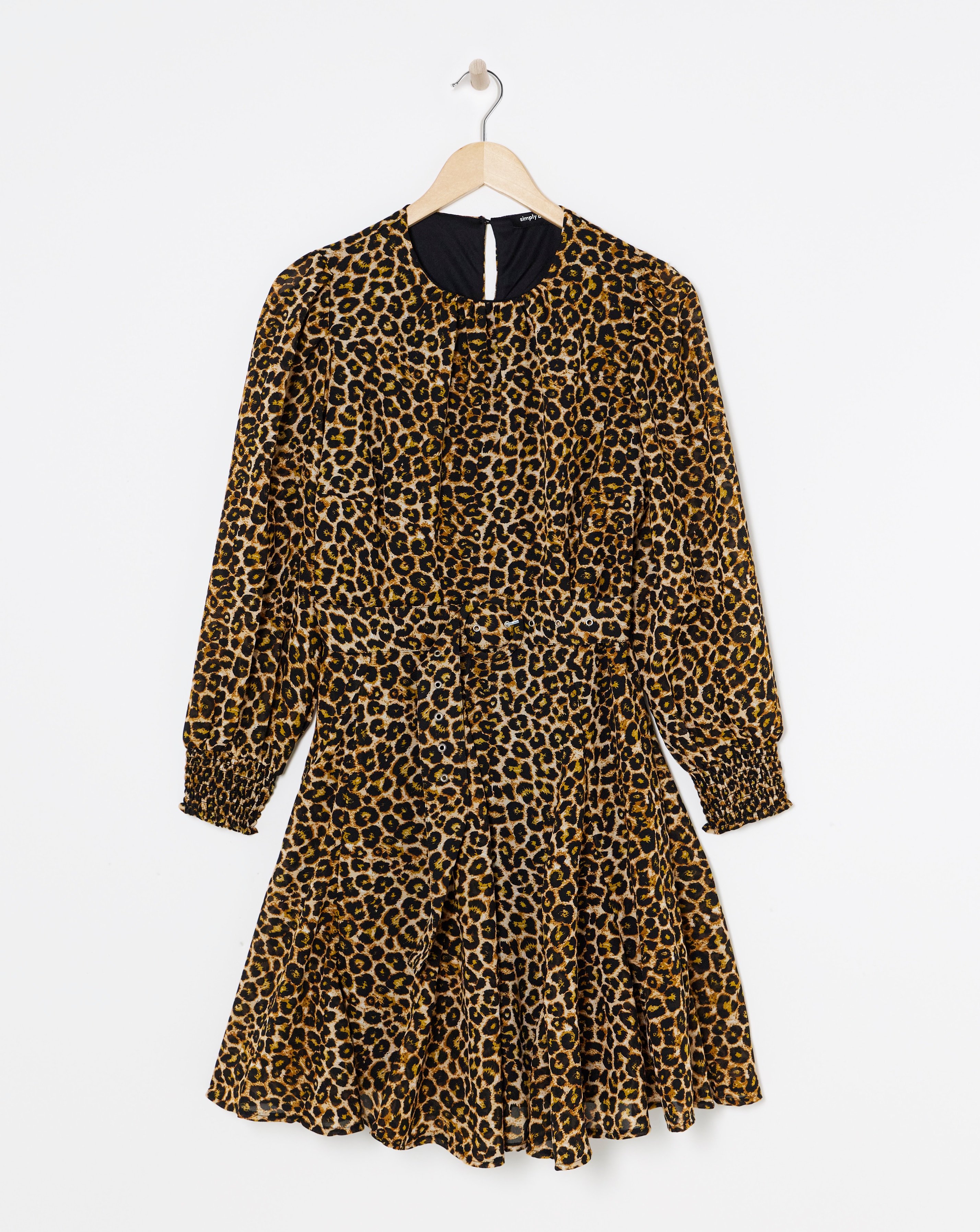 Leopard Print Georgette Belted Skater