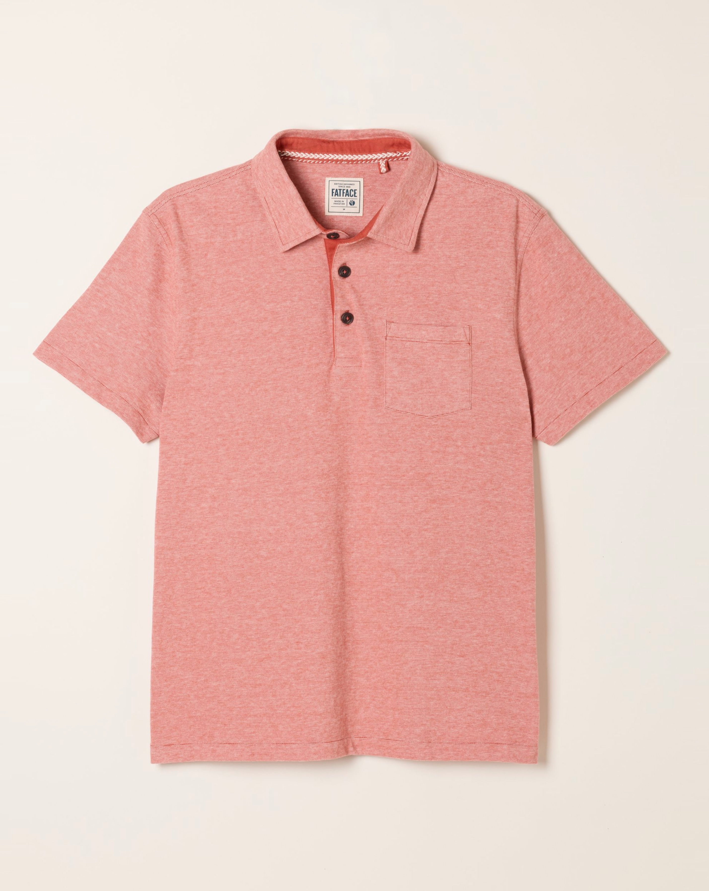 New In - FatFace Elm Stripe Polo - Rust