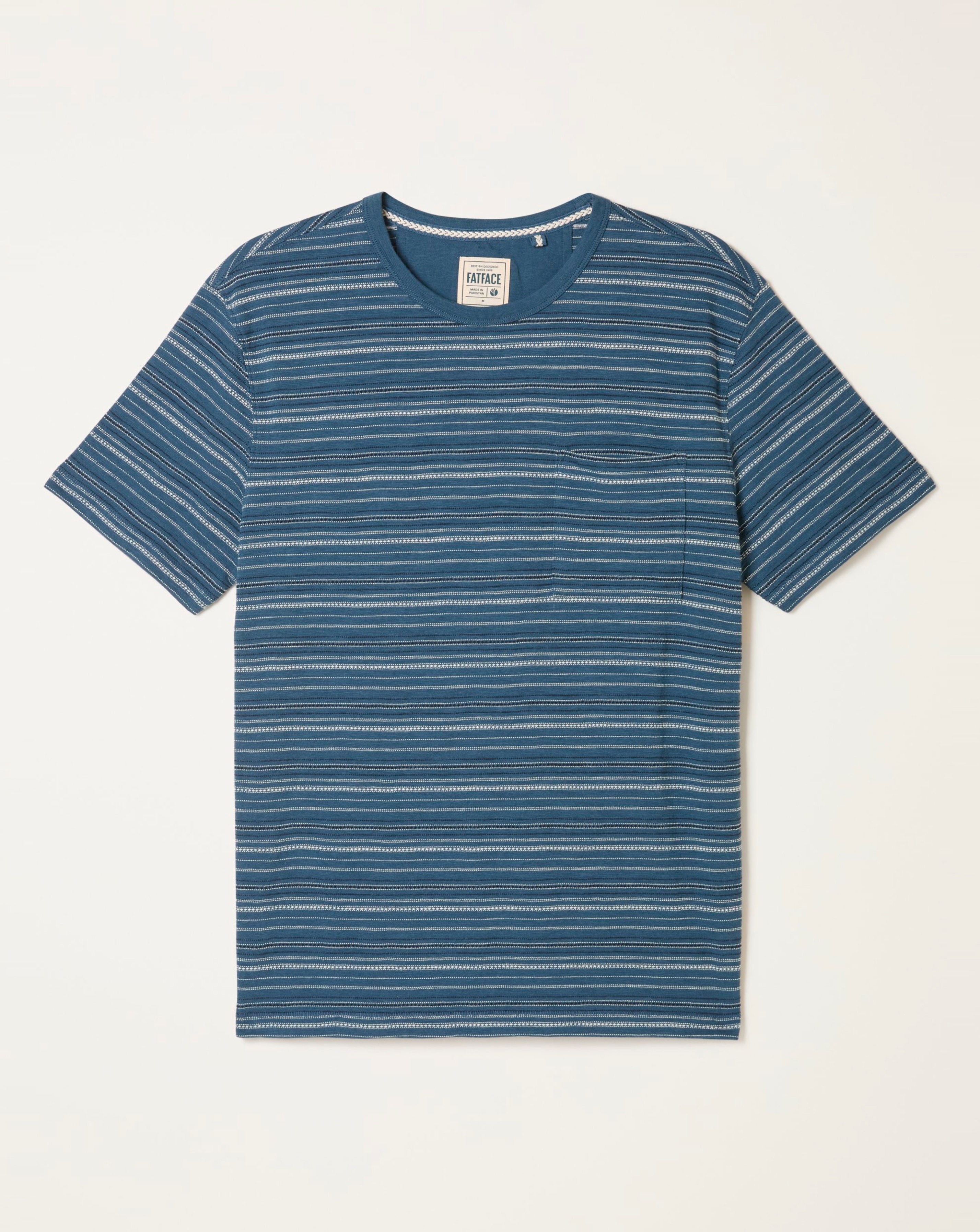 New In - FatFace Ripon Jacquard Stripe Tee - Navy