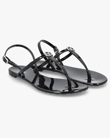 Valentino Bags Jally Black Toe Post Logo Sandals