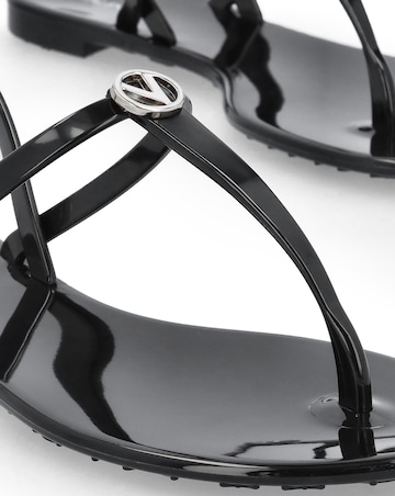 Valentino Bags Jally Black Toe Post Logo Sandals