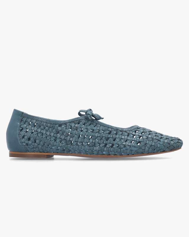 Radley The Camden Steel Blue Leather Ballet Pumps Standard Fit