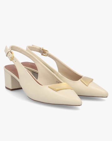 Radley Bliss Crescent Salt White Leather Block Heeled Sling Backs Standard Fit