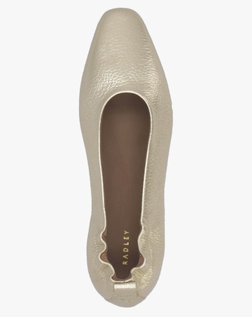 Radley Elm Grove Gold Leather Ballet Pumps Standard Fit