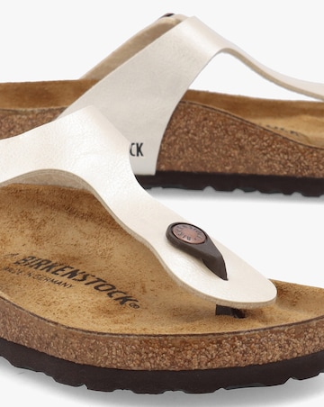 Birkenstock Gizeh Birko Flor Graceful Pearl White Toe Post Sandals Standard Fit