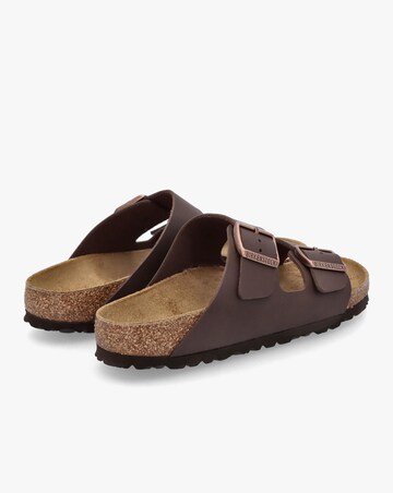 Birkenstock Arizona Birko-Flor Dark Brown Two Bar Mules Narrow Width