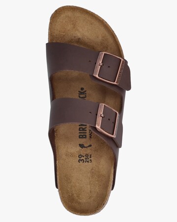 Birkenstock Arizona Birko-Flor Dark Brown Two Bar Mules Narrow Width