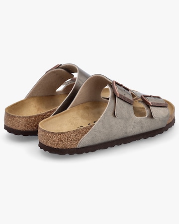 Birkenstock Arizona Birko-Flor Graceful Taupe Two Bar Mules Narrow Width