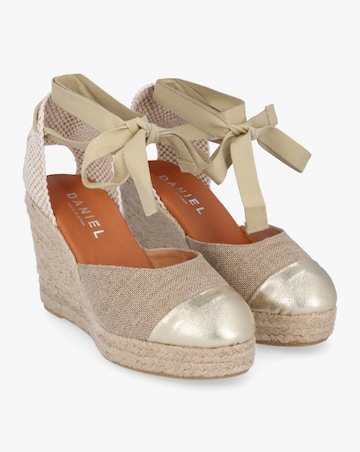 Daniel Kendall Beige Gold Wedge Espadrilles Standard Fit