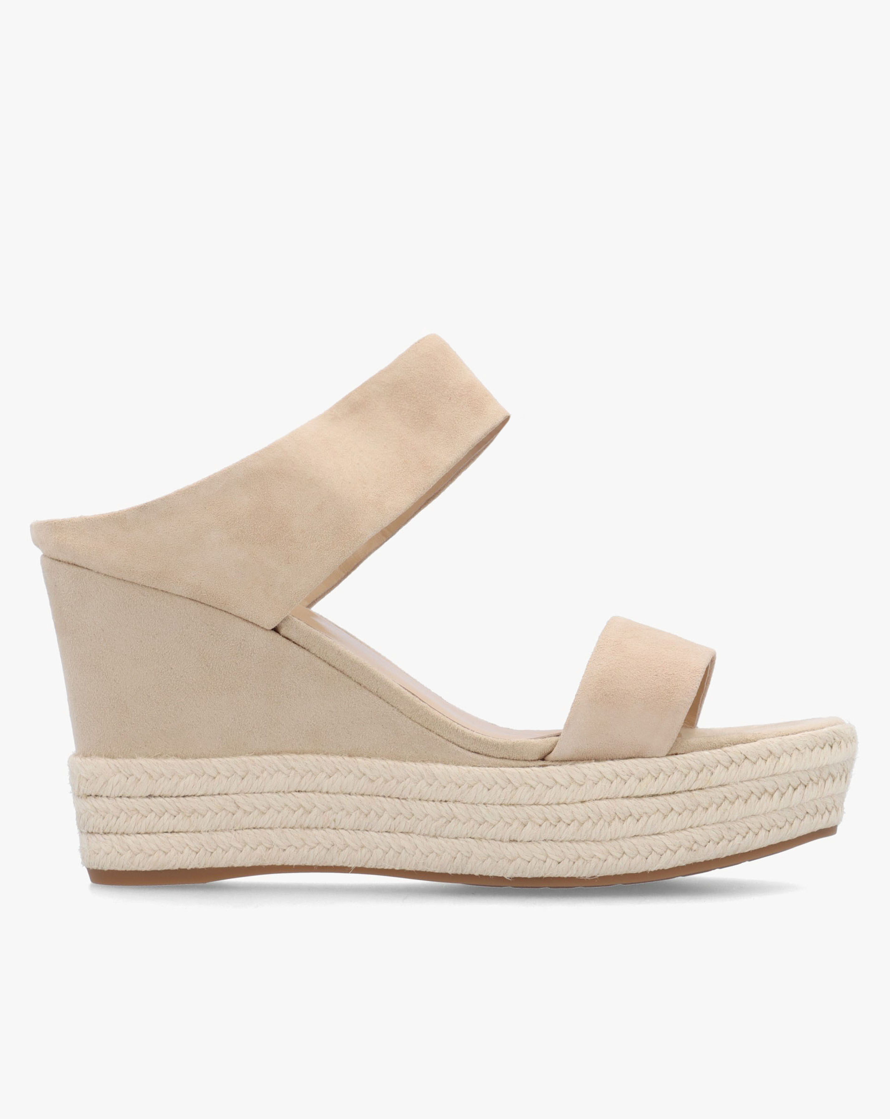 New In - Daniel Regina Beige Suede Wedge Mules