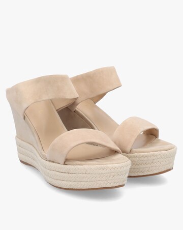 Daniel Regina Beige Suede Wedge Mules Standard Fit