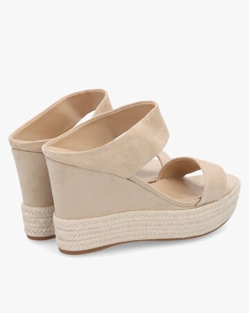 Daniel Regina Beige Suede Wedge Mules Standard Fit