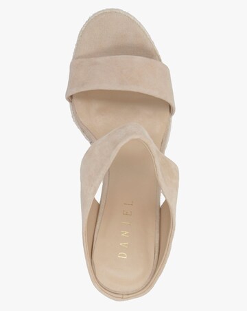Daniel Regina Beige Suede Wedge Mules Standard Fit