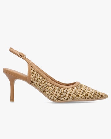 Daniel Rachel Tan Woven Sling Back Heeled Court Shoes Standard Fit