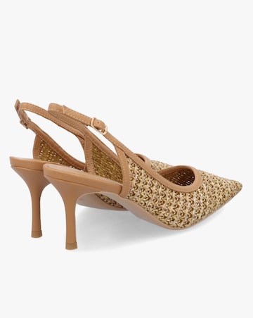 Daniel Rachel Tan Woven Sling Back Heeled Court Shoes Standard Fit