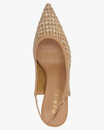 Daniel Rachel Tan Woven Sling Back Heeled Court Shoes Standard Fit
