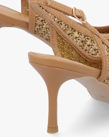 Daniel Rachel Tan Woven Sling Back Heeled Court Shoes Standard Fit
