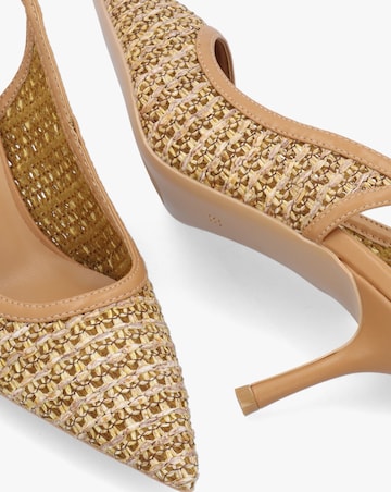 Daniel Rachel Tan Woven Sling Back Heeled Court Shoes Standard Fit