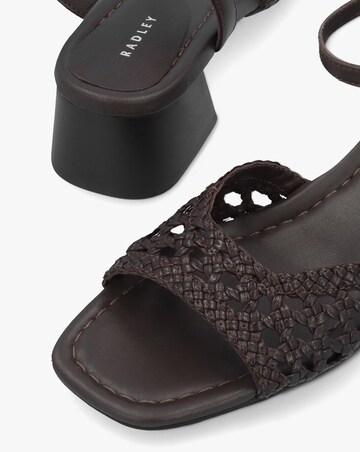 Radley The Camden Chocolate Leather Woven Low Heel Sandals Standard Fit
