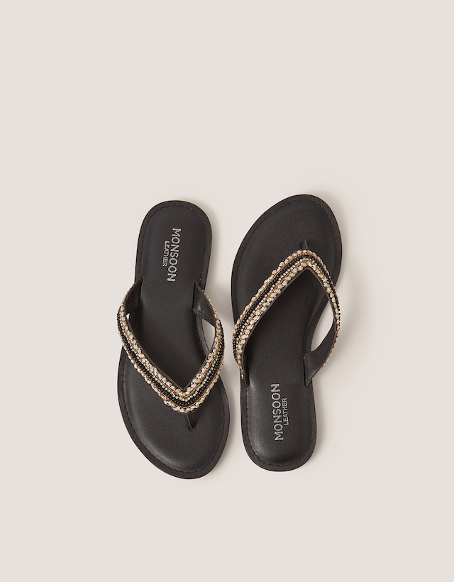 Monsoon Harper Beaded Leather Flip Flops