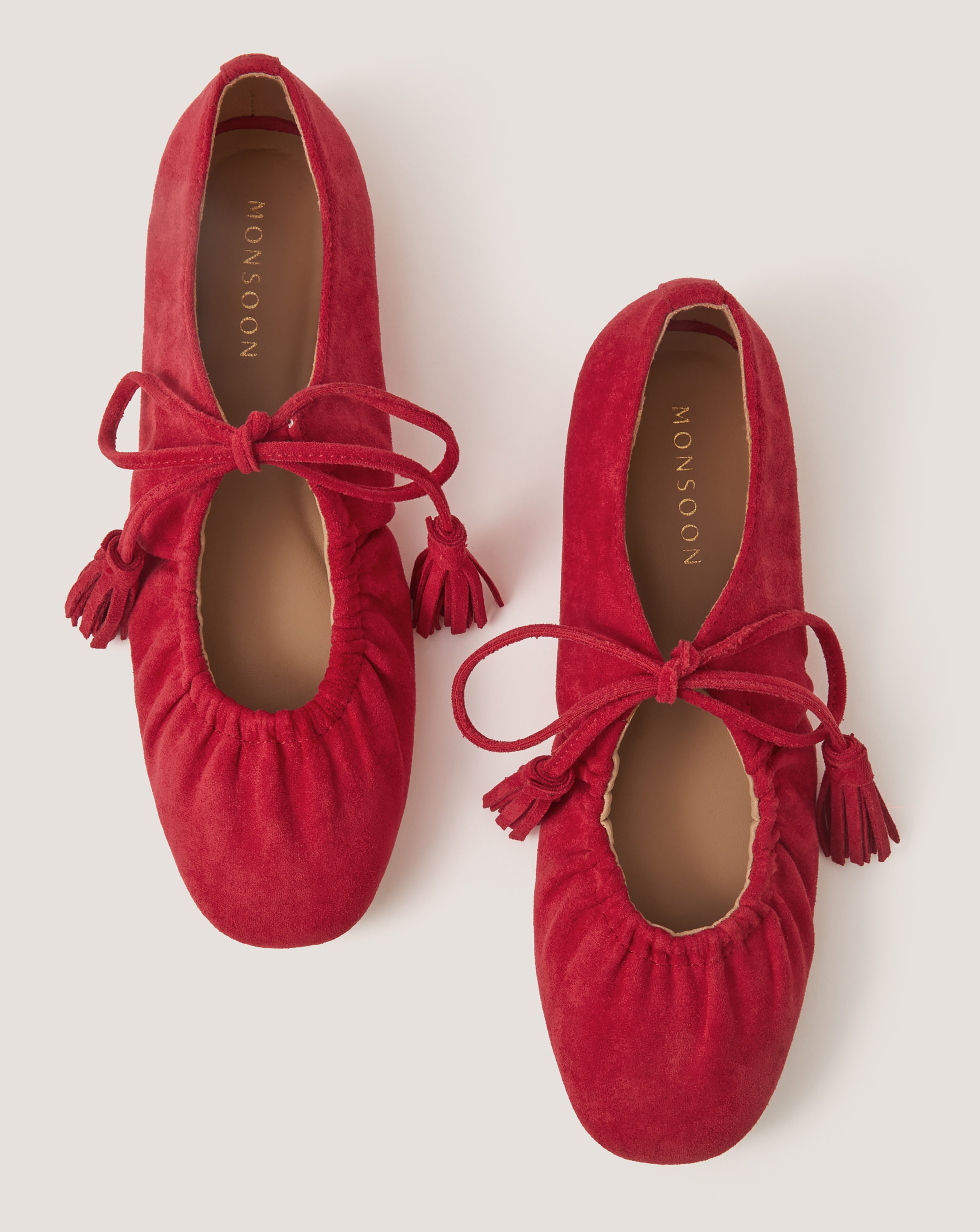 New In - Monsoon Blair Faux Suede Ballet Pumps